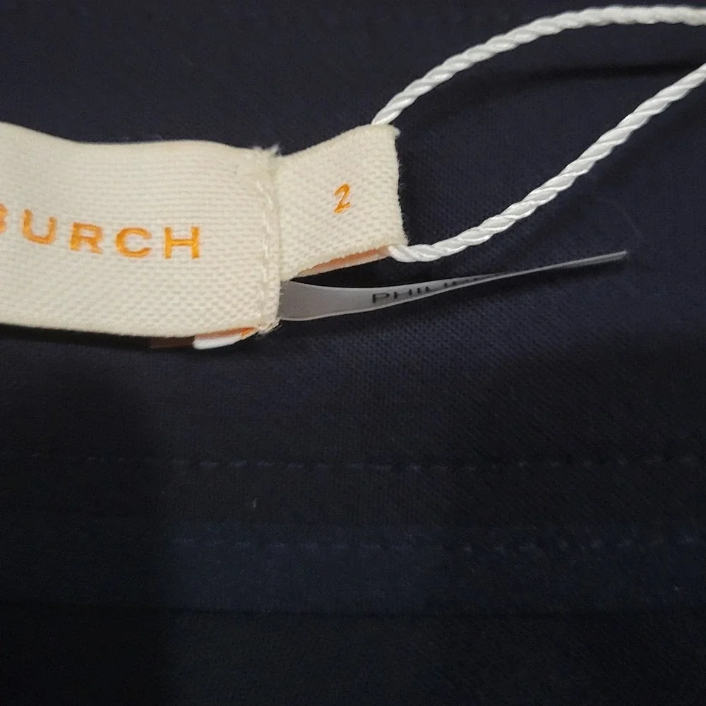 Tory Burch Maude Navy Blue Stretch Ankle Flat Front Cigar Pants Size‎ 2 I376